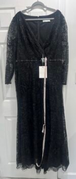 MAC DUGGAL 68016 20 EMBELLISHED WRAP OVER LONG SLEEVE BLACK  GOWN - Image 5