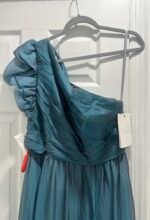 NWT Mac Duggal 67878 Sz 18 Ruffle One Shoulder Chiffon A-Line Gown Fusion Blue - Image 7