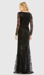MAC DUGGAL 68016 20 EMBELLISHED WRAP OVER LONG SLEEVE BLACK  GOWN - Image 4