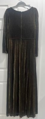 Mac Duggal 49088 Sz 10 Surplice V-Neck Metallic Jersey Gown, Black Gold - Image 8