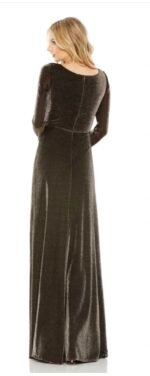 Mac Duggal 49088 Sz 10 Surplice V-Neck Metallic Jersey Gown, Black Gold - Image 3