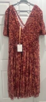 Mac Duggal A8013 Mesh V-Neck Beige Multi Floral Maxi Dress Size 20 - Image 5