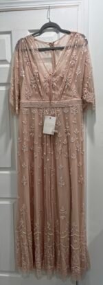 Mac Duggal Blush Sequin Short Sleeve Tulle Trumpet Gown Size 16 - Image 6