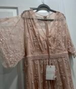 Mac Duggal Blush Sequin Short Sleeve Tulle Trumpet Gown Size 16 - Image 7
