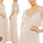 Mac Duggal Blush Sequin Short Sleeve Tulle Trumpet Gown Size 16
