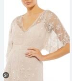 Mac Duggal Blush Sequin Short Sleeve Tulle Trumpet Gown Size 16 - Image 4