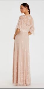 Mac Duggal Blush Sequin Short Sleeve Tulle Trumpet Gown Size 16 - Image 5