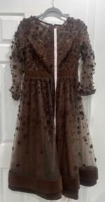 Mac Duggal 67007 Sz 8 Coffee Embellished Illusion High Neck Long Sleeve - Image 5