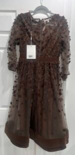 Mac Duggal 67007 Sz 8 Coffee Embellished Illusion High Neck Long Sleeve - Image 7