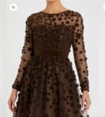 Mac Duggal 67007 Sz 8 Coffee Embellished Illusion High Neck Long Sleeve - Image 3