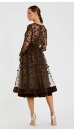 Mac Duggal 67007 Sz 8 Coffee Embellished Illusion High Neck Long Sleeve - Image 4