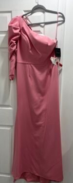 Mac Duggal 70149 Size 10 Rose Pink One Shoulder Puff Sleeve Gown Dress - Image 5