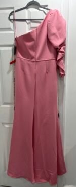 Mac Duggal 70149 Size 10 Rose Pink One Shoulder Puff Sleeve Gown Dress - Image 7