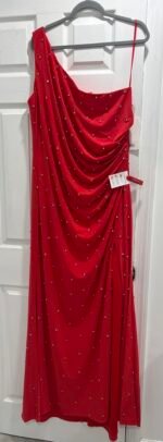 Mac Duggal 68130 - Sz 18W Cherry One Sleeve Rhinestone Plus Size Dress - Image 4