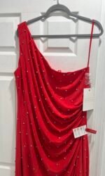 Mac Duggal 68130 - Sz 18W Cherry One Sleeve Rhinestone Plus Size Dress - Image 5