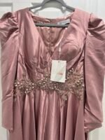 Mac Duggal 11221 Sz 18 Long Sleeve Embellished Waist Gown in Rose Pink - Image 5