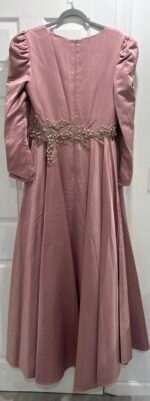 Mac Duggal 11221 Sz 18 Long Sleeve Embellished Waist Gown in Rose Pink - Image 7