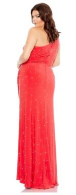 Mac Duggal 68130 - Sz 18W Cherry One Sleeve Rhinestone Plus Size Dress - Image 3
