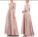 Mac Duggal 11221 Sz 18 Long Sleeve Embellished Waist Gown in Rose Pink - Image 3