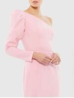 Mac Duggal 70149 Size 10 Rose Pink One Shoulder Puff Sleeve Gown Dress - Image 4
