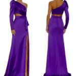 Mac Duggal PUFF ONE SLEEVE CUT OUT SIDE KNOT GOWN NWT
