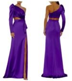 Mac Duggal PUFF ONE SLEEVE CUT OUT SIDE KNOT GOWN NWT