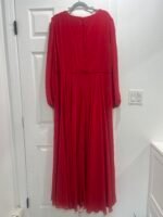 Mac Duggal Red Split Long Sleeve Chiffon Gown Size 20W - Image 7