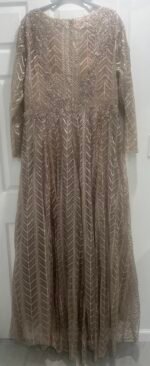 Mac Duggal 20189 Sz 16 Taupe Embellished Illusion Long Sleeve Wrap Over Gown - Image 7