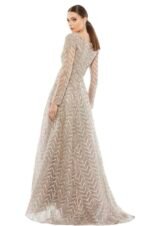 Mac Duggal 20189 Sz 16 Taupe Embellished Illusion Long Sleeve Wrap Over Gown - Image 4
