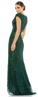 Mac Duggal 5441 Sz 10 Cap Sleeve Sequined Evening Gown Forest Green - Image 5