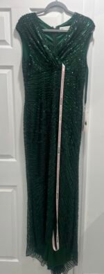 Mac Duggal 5441 Sz 10 Cap Sleeve Sequined Evening Gown Forest Green - Image 6