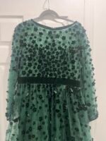 Mac Duggal 67007 Sz14 Embellished Illusion High Neck Velvet Floral Dress Emerald - Image 6