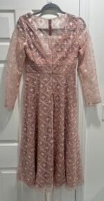 Mac Duggal Embellished Illusion Long Sleeve Dress 68003 Rose SZ 4 Midi Gown NWT - Image 7