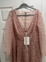 Mac Duggal Embellished Illusion Long Sleeve Dress 68003 Rose SZ 18 Midi Gown NWT - Image 7