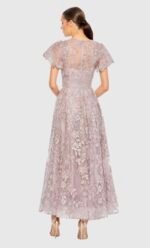 Mac Duggal 50665 Embroidered Lilac Dress Size 4 High Neck Cap Sleeve A-line Gown - Image 5