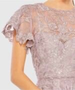 Mac Duggal 50665 Embroidered Lilac Dress Size 4 High Neck Cap Sleeve A-line Gown - Image 7