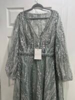 Mac Duggal 20472 Seamist V Neck Puff Sleeve Embroidered A Line Gown Size 22 NWOT - Image 6