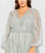 Mac Duggal 20472 Seamist V Neck Puff Sleeve Embroidered A Line Gown Size 22 NWOT - Image 3