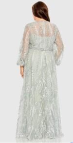 Mac Duggal 20472 Seamist V Neck Puff Sleeve Embroidered A Line Gown Size 22 NWOT - Image 4