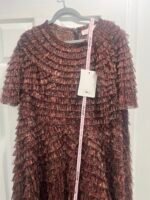 NWT Mac Duggal 8042 Sz 22 Ruffle Tiered Short Sleeve A Line Gown Brown - Image 7