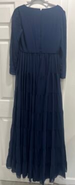 MAC DUGGAL 55311 Sz 10 LONG SLEEVE RUFFLE TIERED MIDNIGHT NAVY GOWN - Image 9