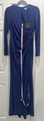 Mac Duggal A55708 Sz 6 LONG SLEEVE KEYHOLE DRAPED GOWN , Blue - Image 4