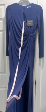 Mac Duggal A55708 Sz 6 LONG SLEEVE KEYHOLE DRAPED GOWN , Blue - Image 5