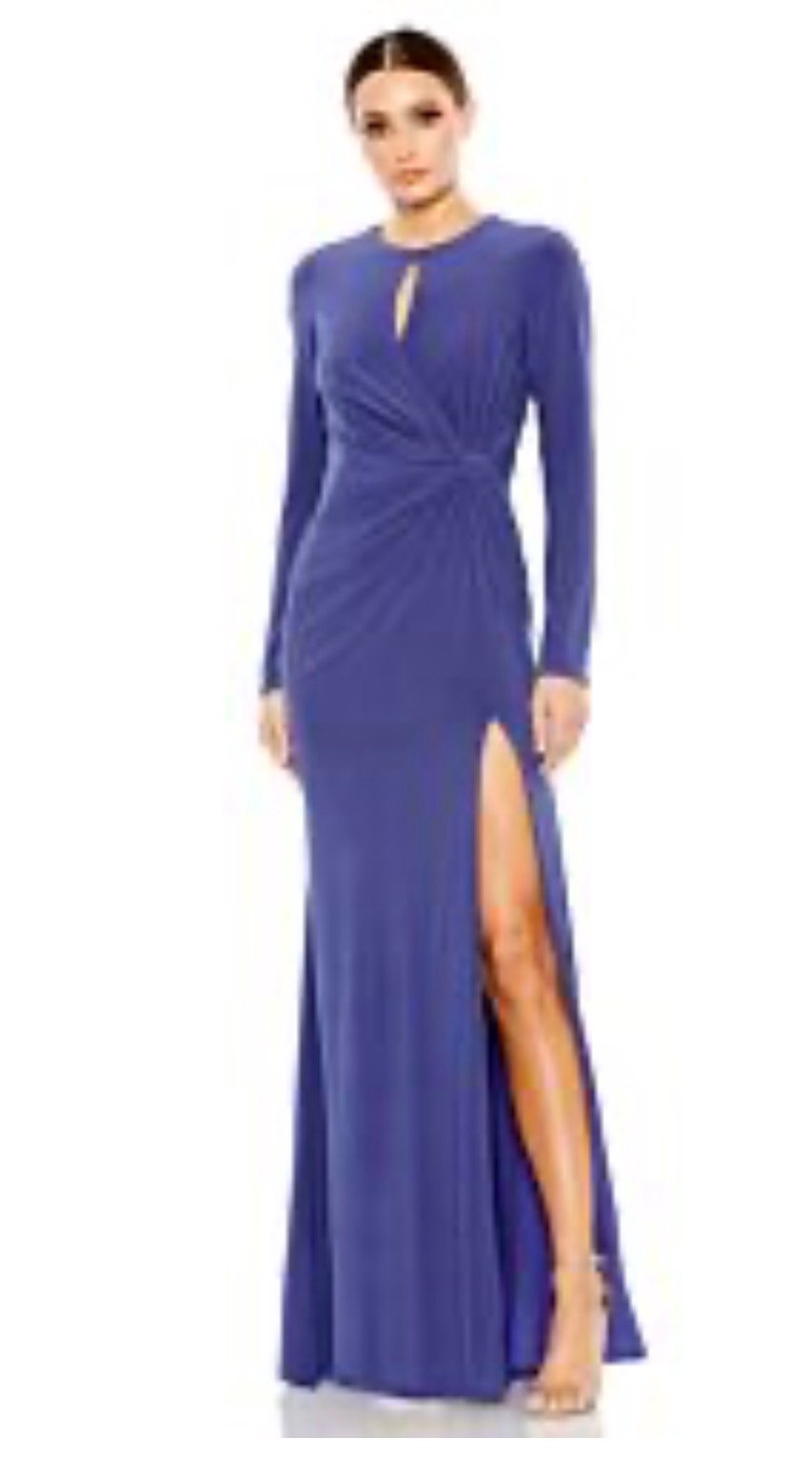 Screenshot Mac Duggal A55708 Sz 6 LONG SLEEVE KEYHOLE DRAPED GOWN , Blue - Image 1