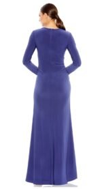 Mac Duggal A55708 Sz 6 LONG SLEEVE KEYHOLE DRAPED GOWN , Blue - Image 3