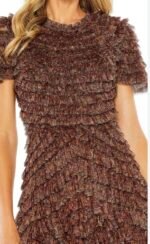 NWT Mac Duggal 8042 Sz 22 Ruffle Tiered Short Sleeve A Line Gown Brown - Image 4