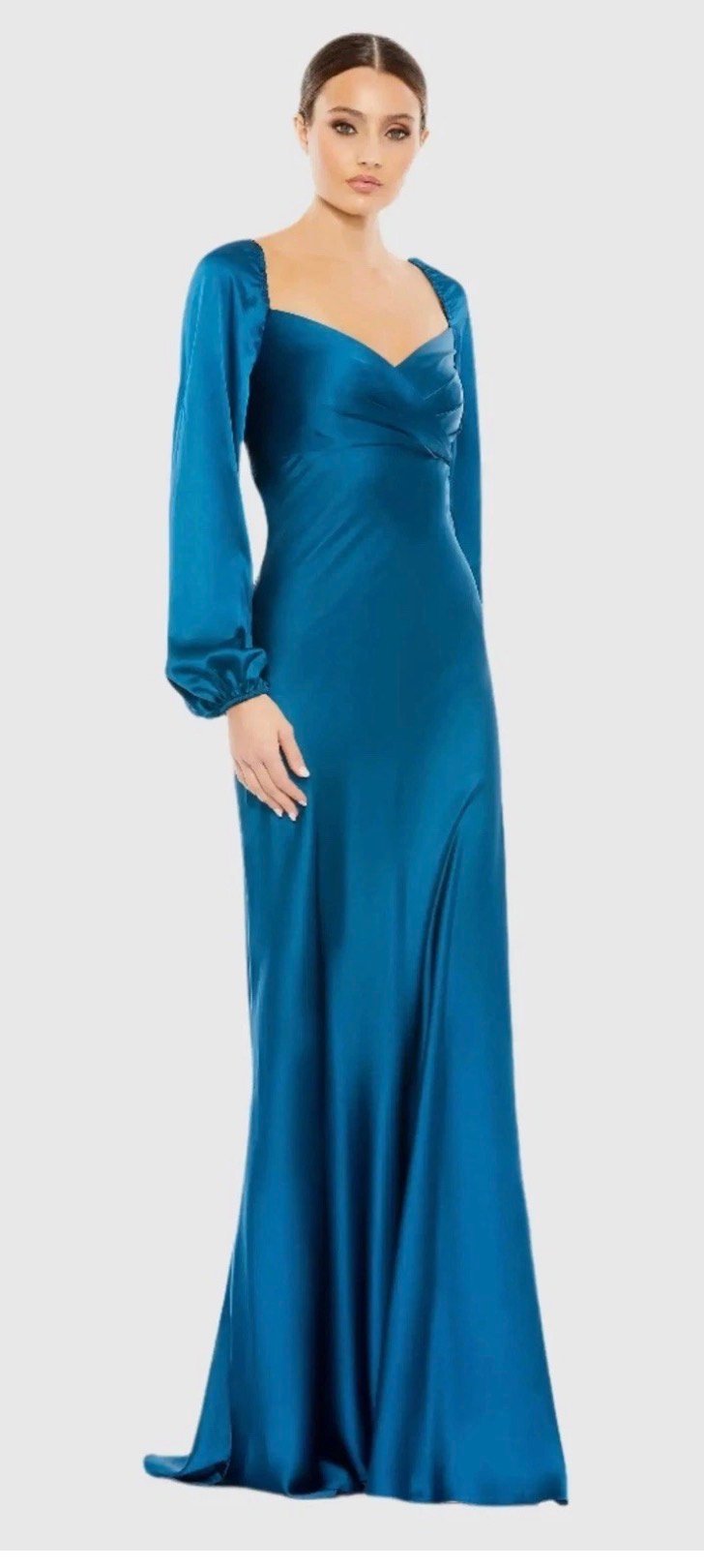 Screenshot Mac Duggal Size 16 Blue Sweetheart Neck Long Sleeve Maxi Gown Dress - Image 1