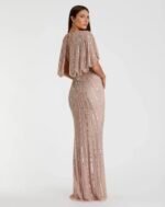 NWT Mac Duggal 93583 Sz 12 Vintage Rose Beaded Sequin Cape Sleeve Gown - Image 2