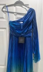 MAC DUGGAL 49903 Sz 4 Blue Ombre Pleated Charmeuse One-Shoulder Gown - Image 5