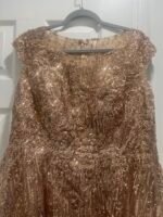 Mac Duggal 20398 Sz 10 Sequined Cap Sleeve Fit and Flare Midi Dress Bronze - Image 6
